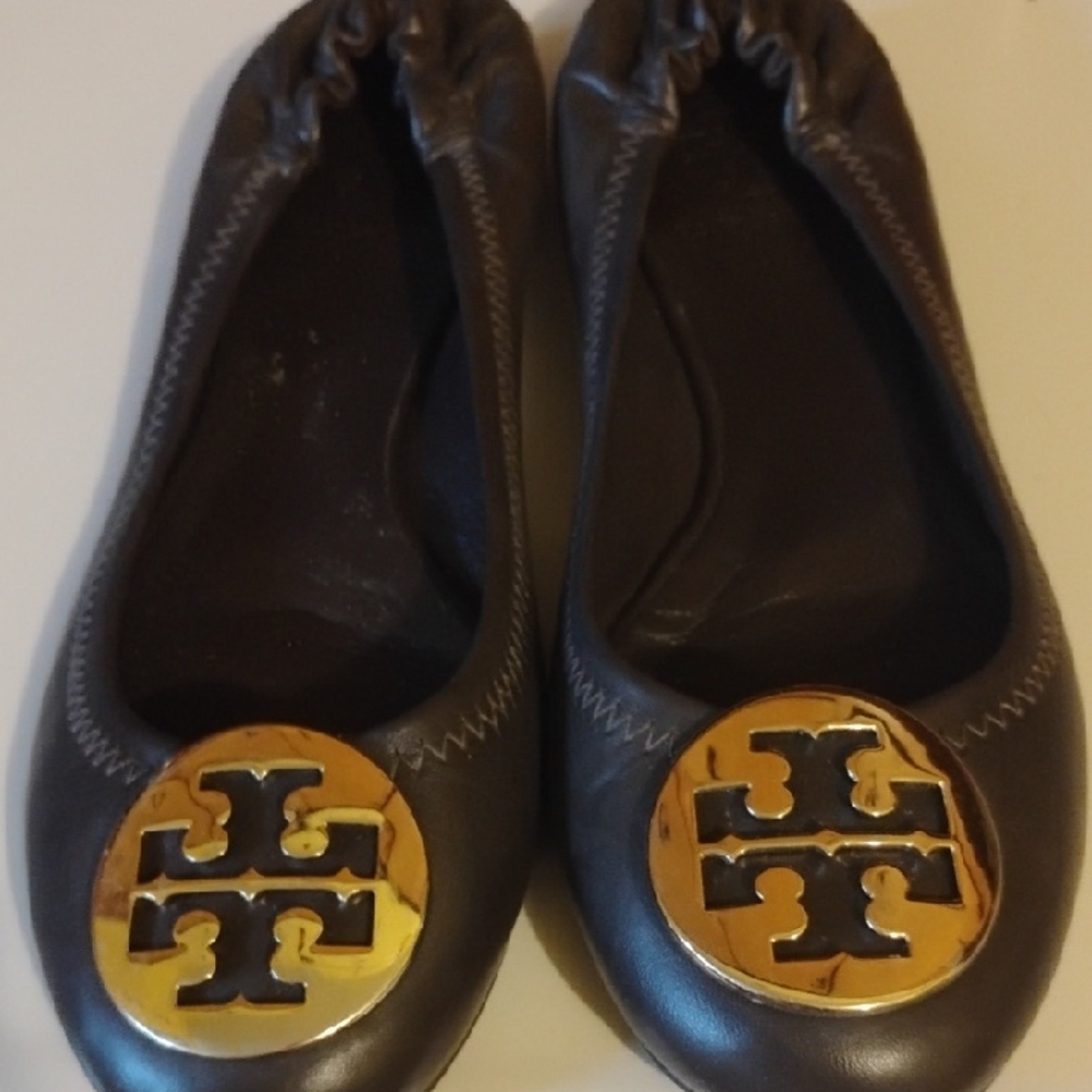 Tory Burch Brown and Gold Flats Excellent Condition